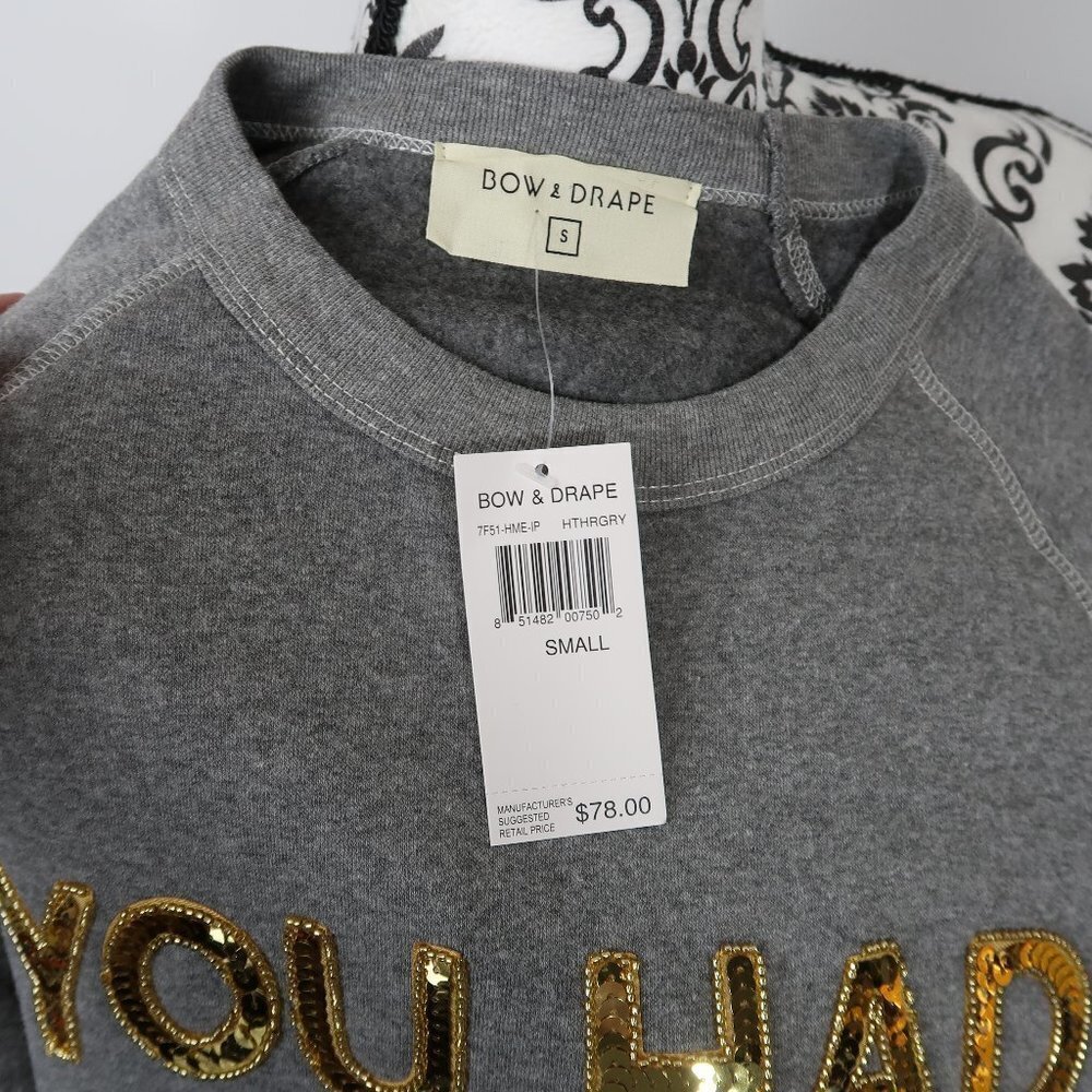 Bow & Drape You Had Me At Merlot Sequin Sweatshirt - Picture 4 of 8